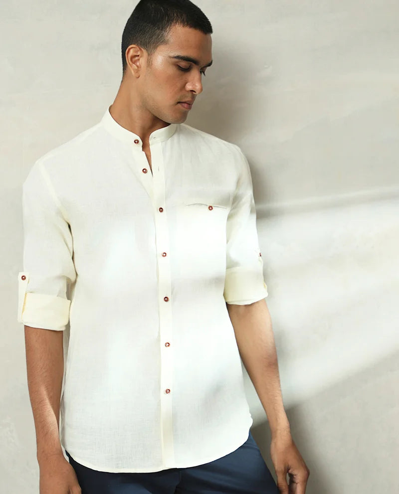 Buy Cream Linen Slim Fit Shirt – Style & Comfort | Albino Lifestyle