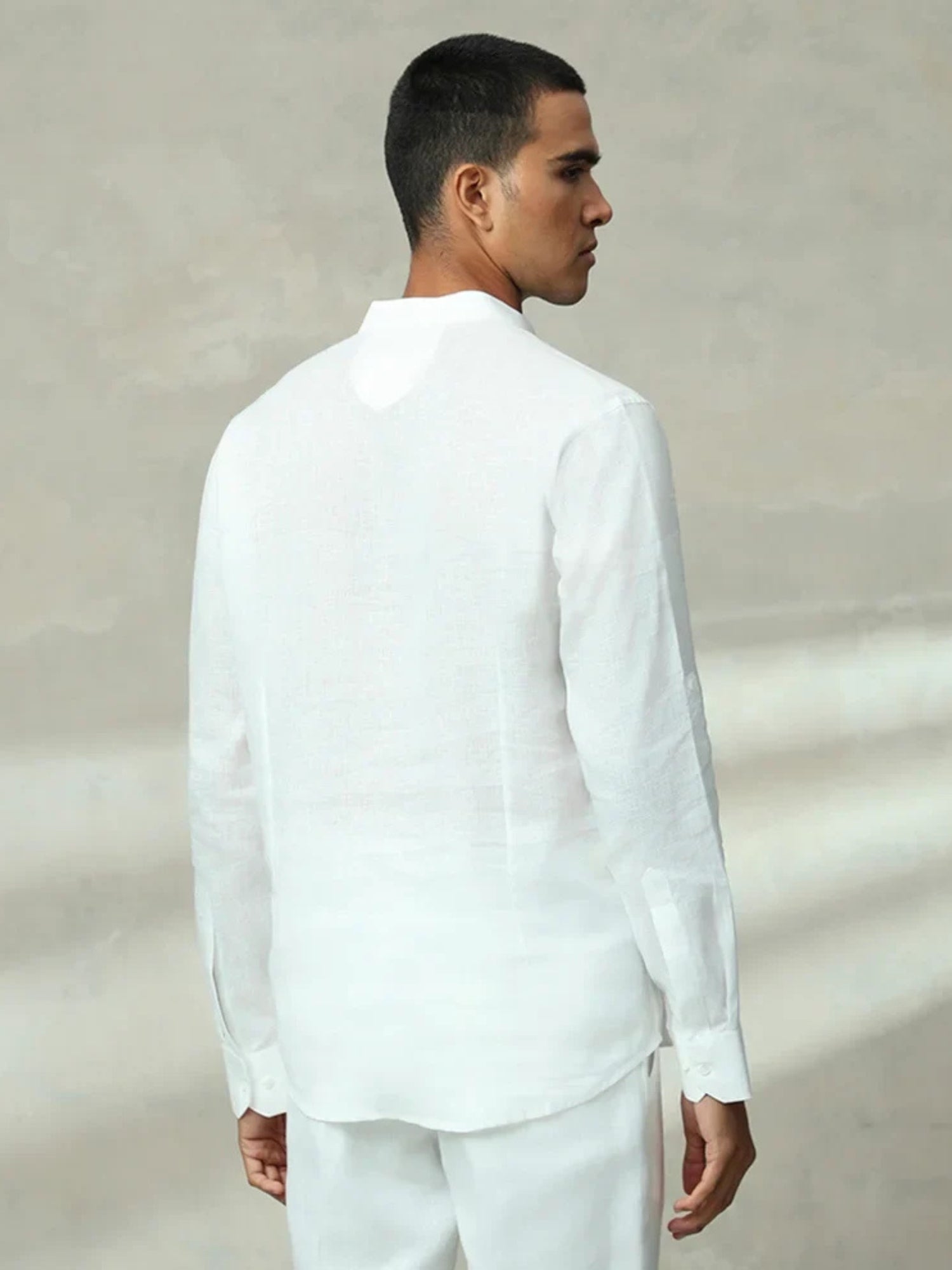 White Plain Linen Premium Quality Slim Fit Shirt For Men