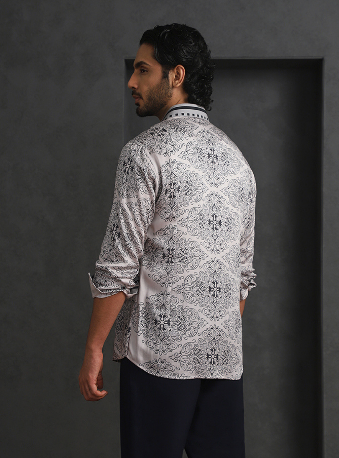 Elegant Fawn Slim Fit Tencel Shirt with Subtle Print Design