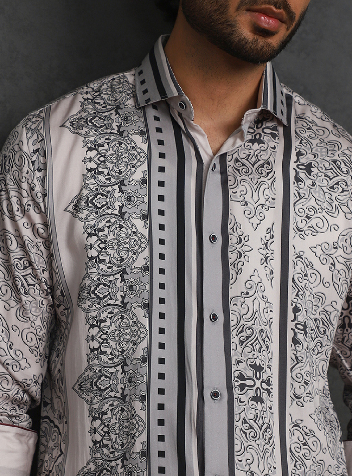 Elegant Fawn Slim Fit Tencel Shirt with Subtle Print Design