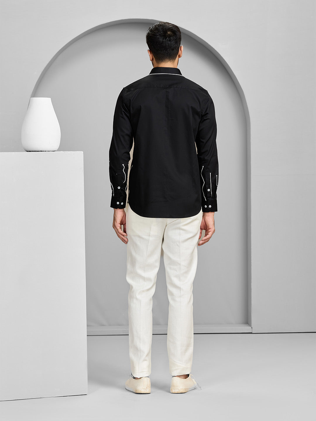 Men’s Black Cotton Designer Shirt in Slim Fit