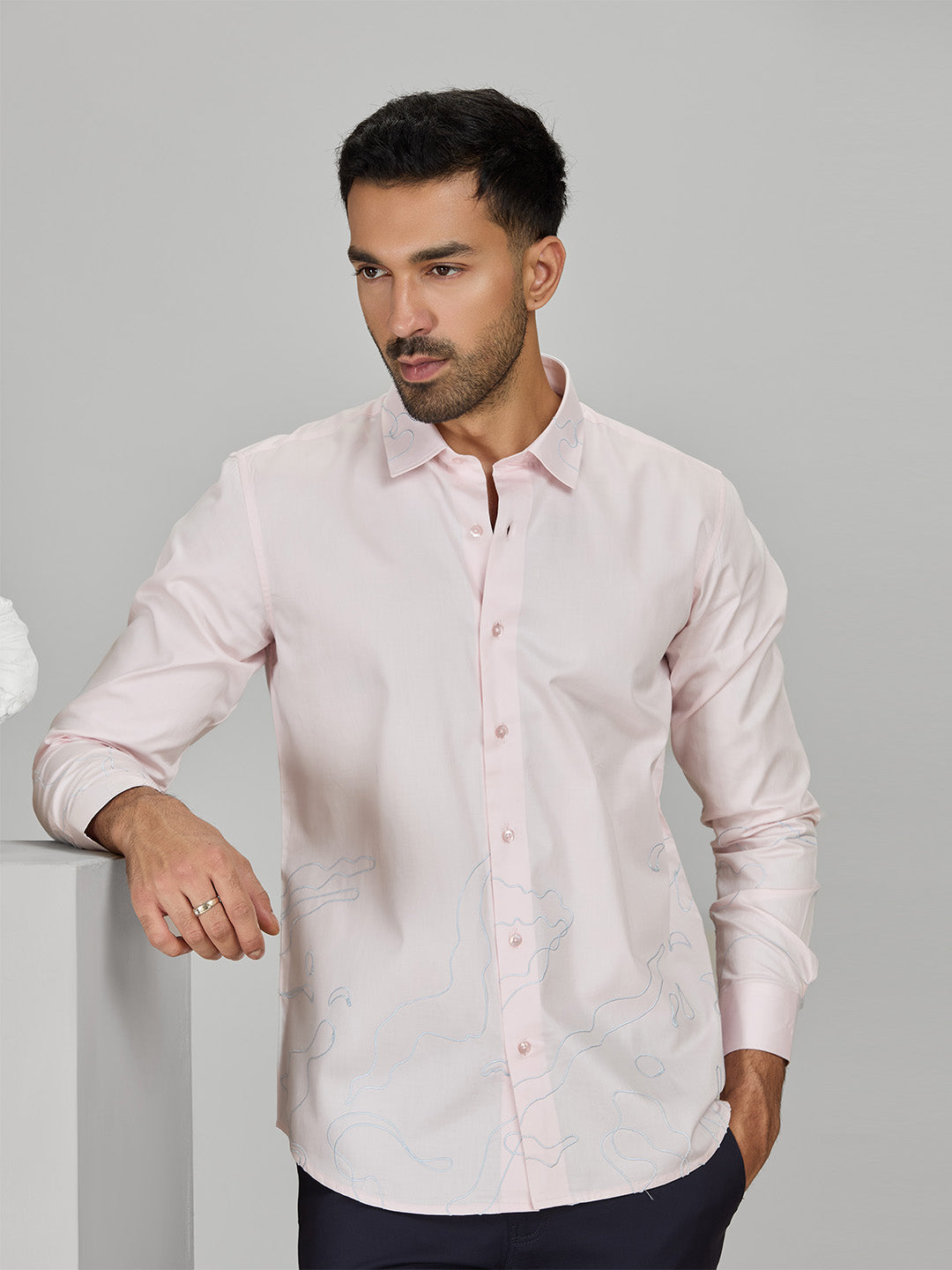 Men's Pink Cotton Designer Shirt in Slim Fit