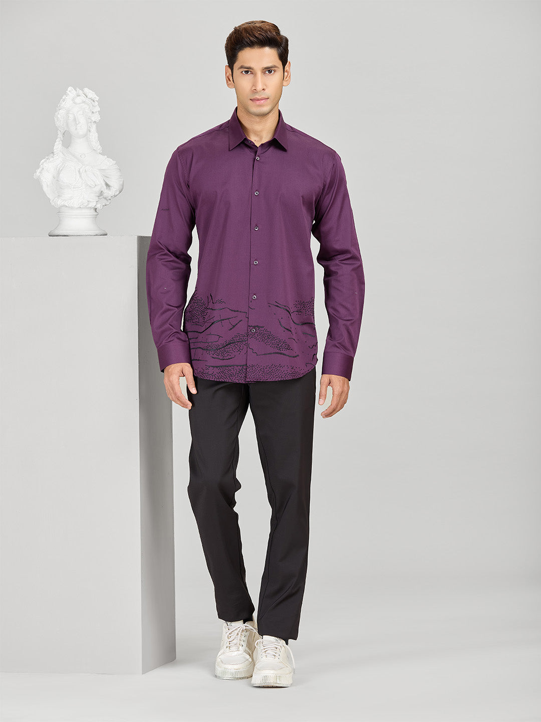 Men’s Wine Cotton Designer Shirt in Slim Fit