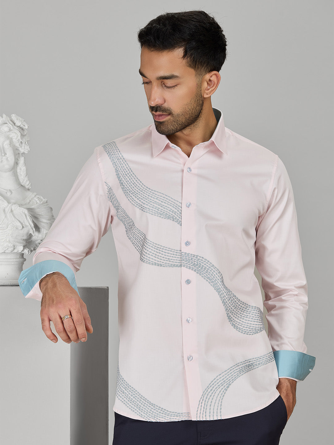 Men's Pink Cotton Designer Shirt in Slim Fit