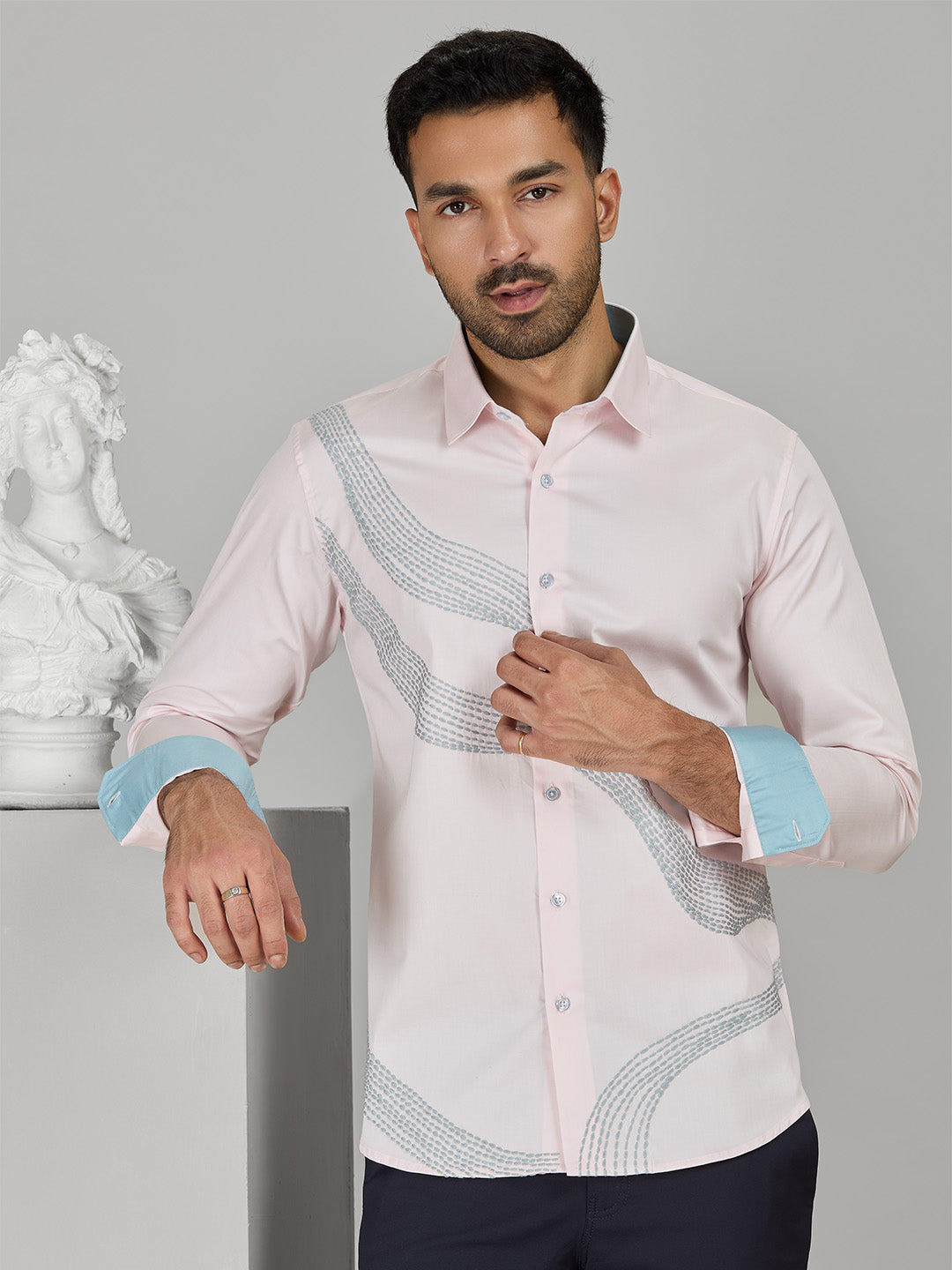 Men's Pink Cotton Designer Shirt in Slim Fit