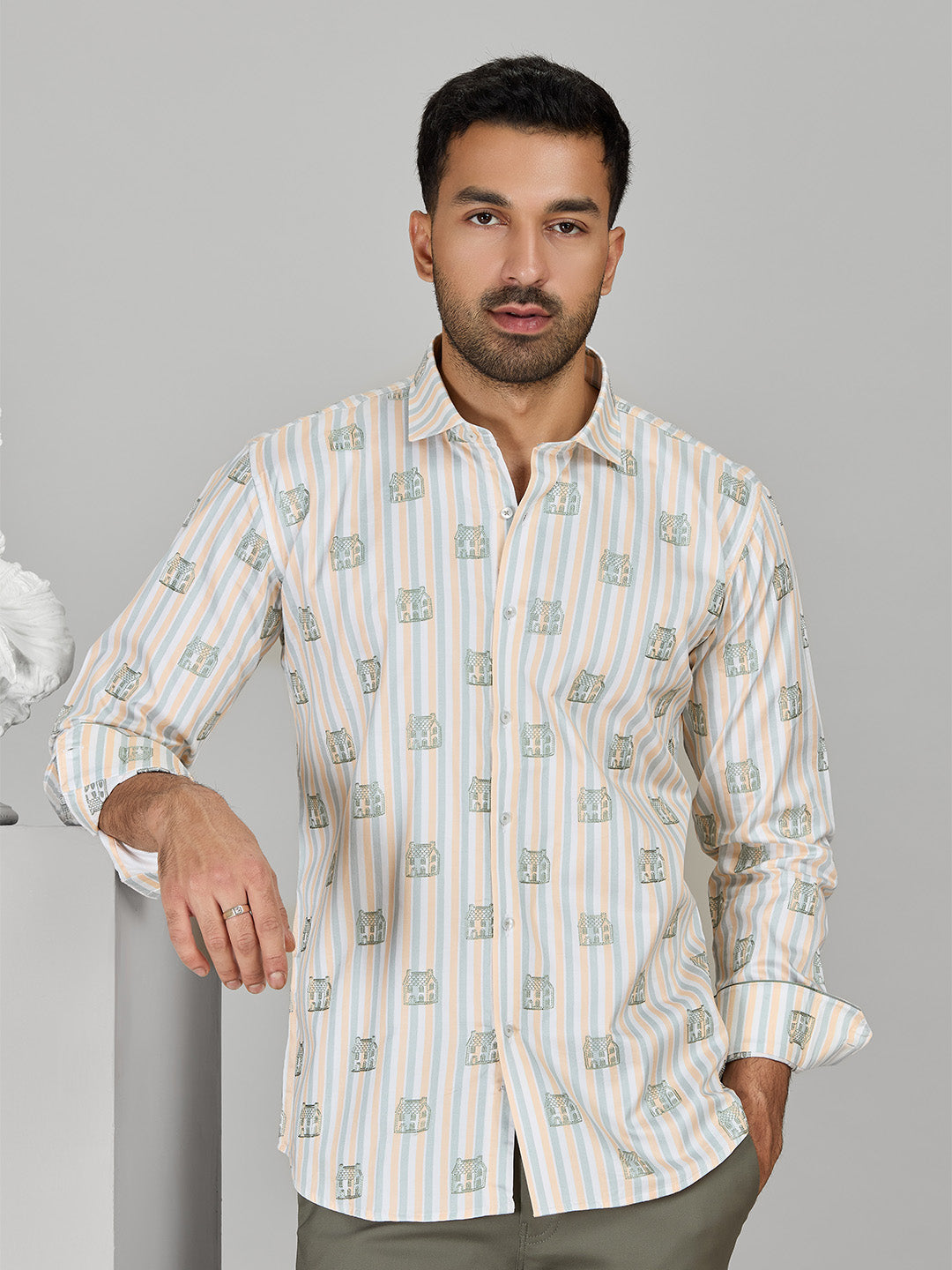 Men’s Multi Cotton Designer Shirt in Slim Fit