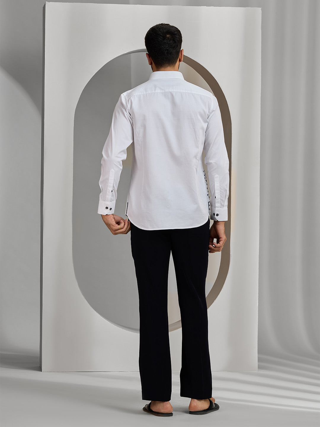 Men's White Cotton Designer Shirt in Slim Fit