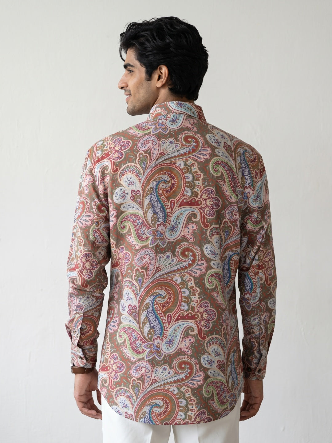 Multicolour Paisley Printed Tencel Slim Fit Shirt