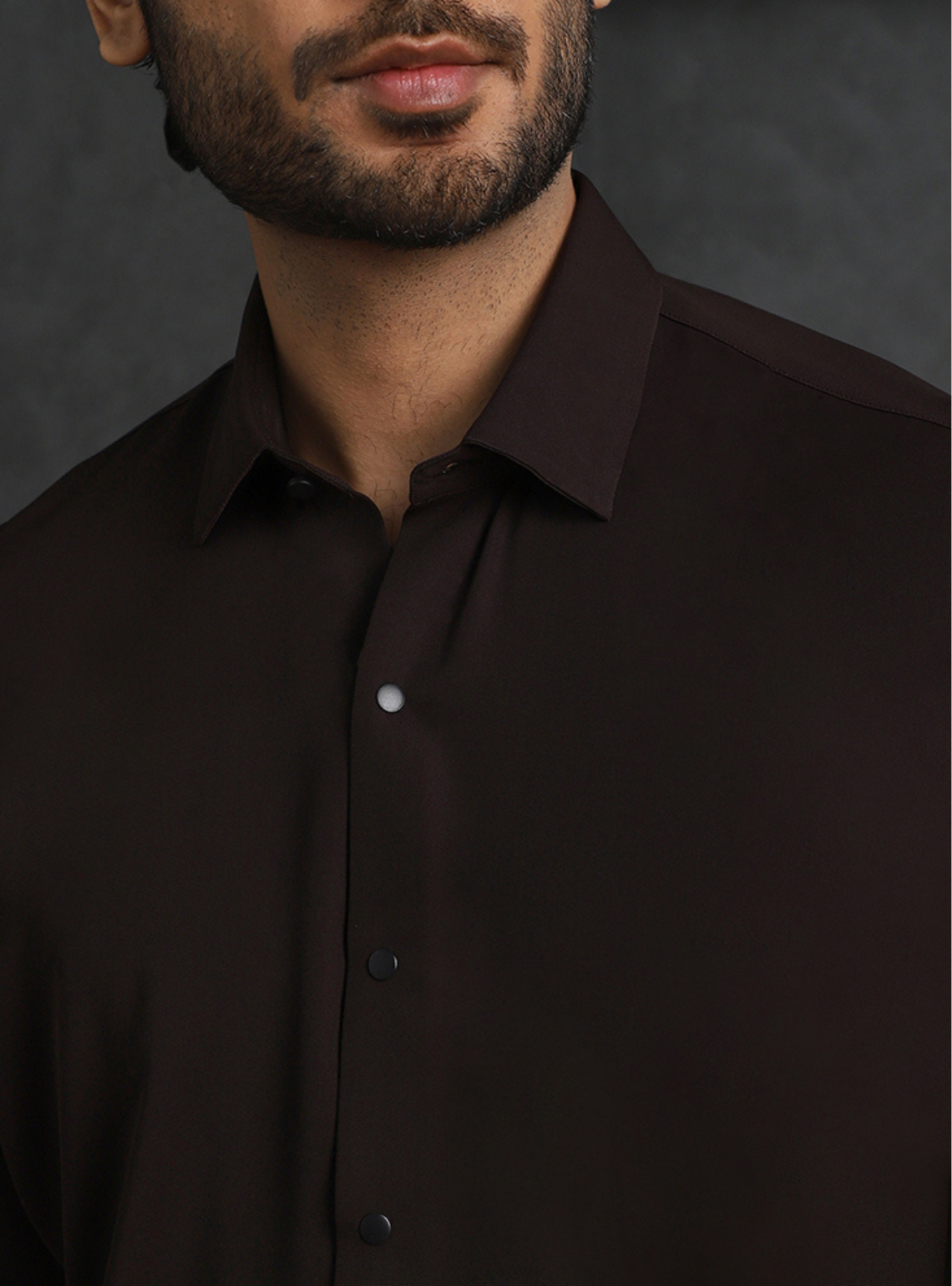 Dark Brown Slim Fit Stroma Shirt with Classic Plain Design