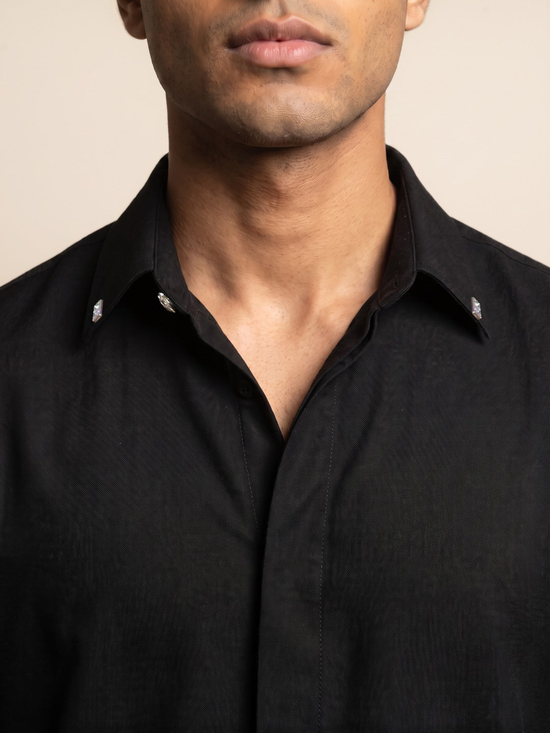 Black Bomario Slim Fit Plain Shirt