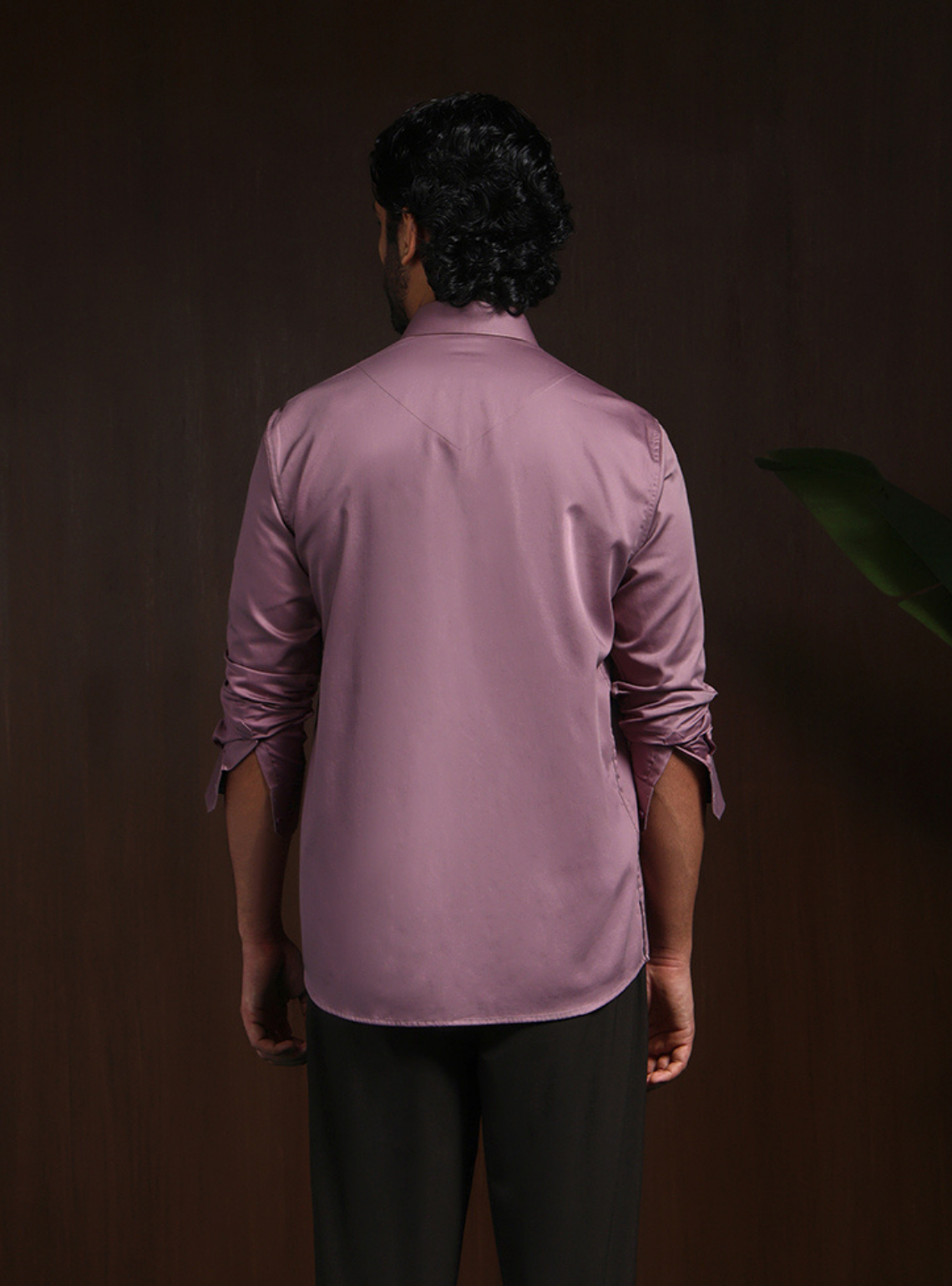 Dark Onion Slim Fit Cotton Shirt with Elegant Embroidery Accents