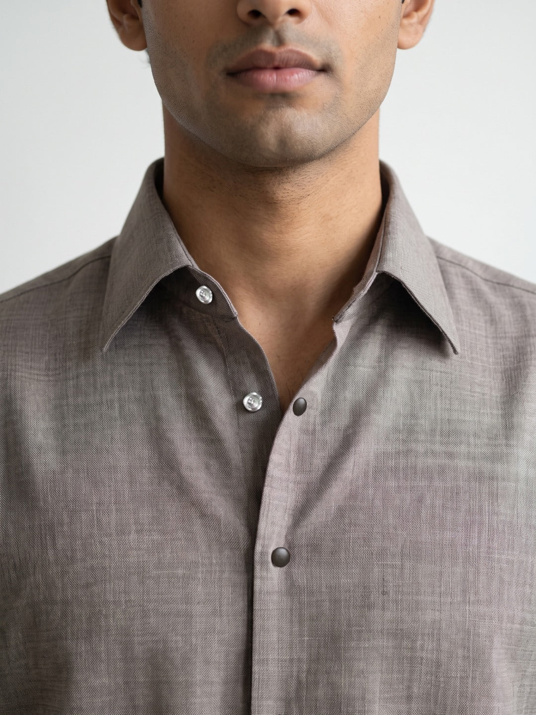 Earth Tone Thai Silk Slim Fit Plain Shirt