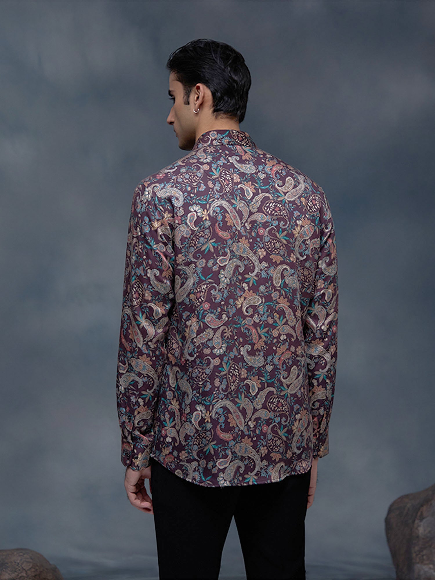 Brown with Multi-Paisley Print Slim Fit Shirt