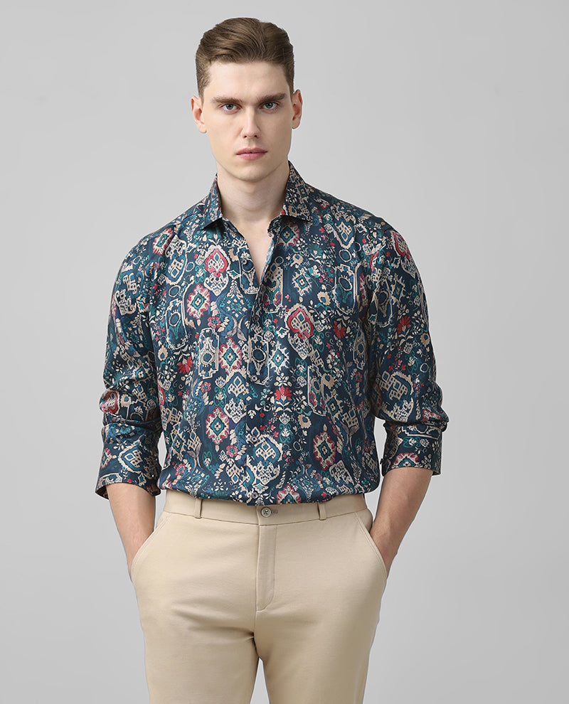 Rama Green Print Cotton Men's Shirt