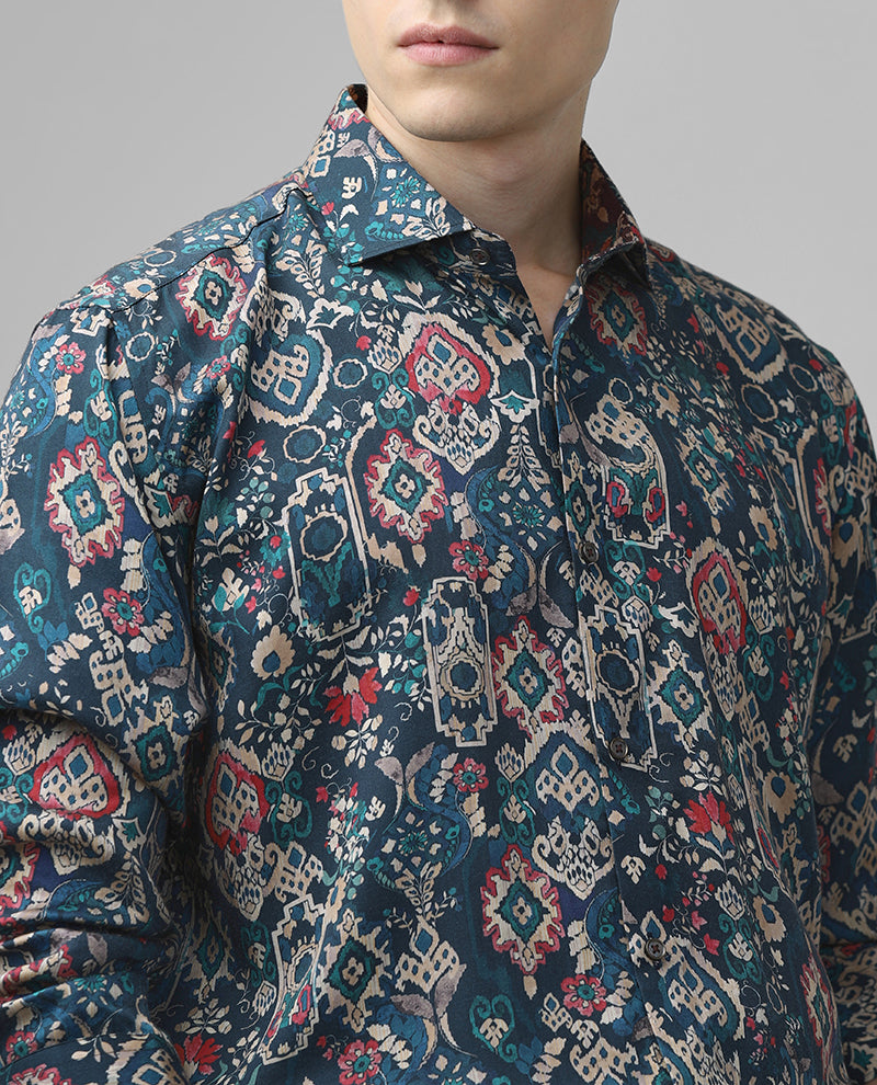Rama Green Print Cotton Men's Shirt