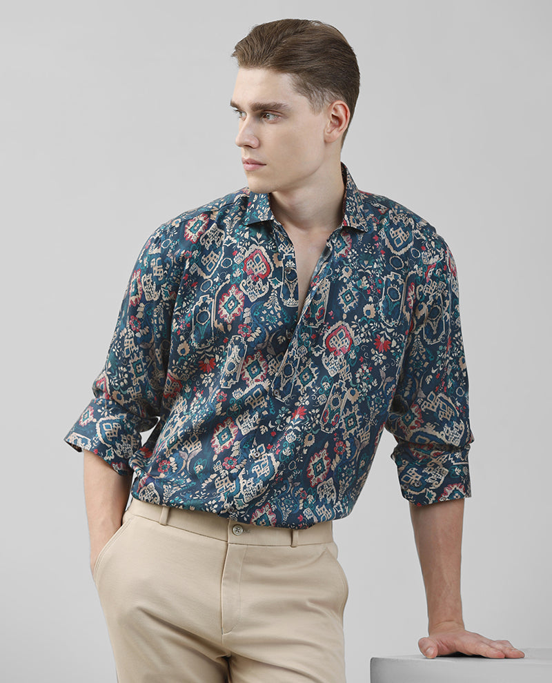 Rama Green Print Cotton Men's Shirt