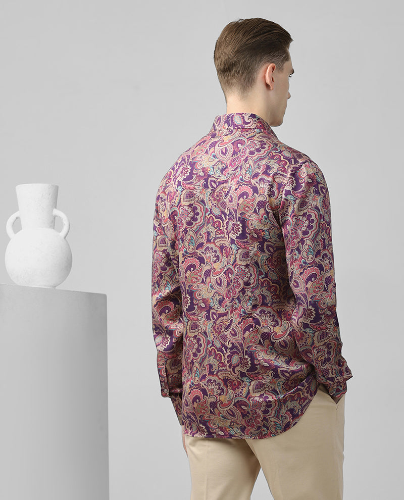 Lavender Cotton printed Men's Shirt