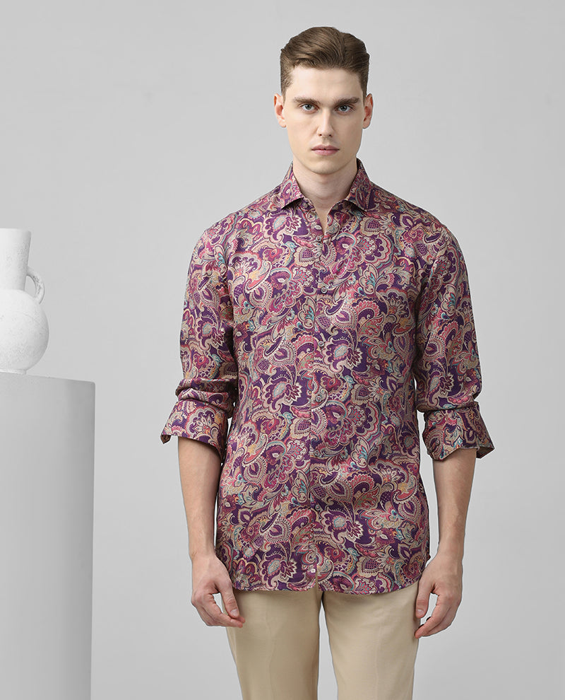 Lavender Cotton printed Men's Shirt