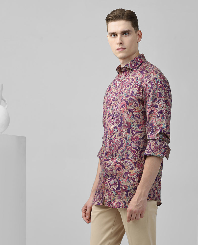 Lavender Cotton printed Men's Shirt