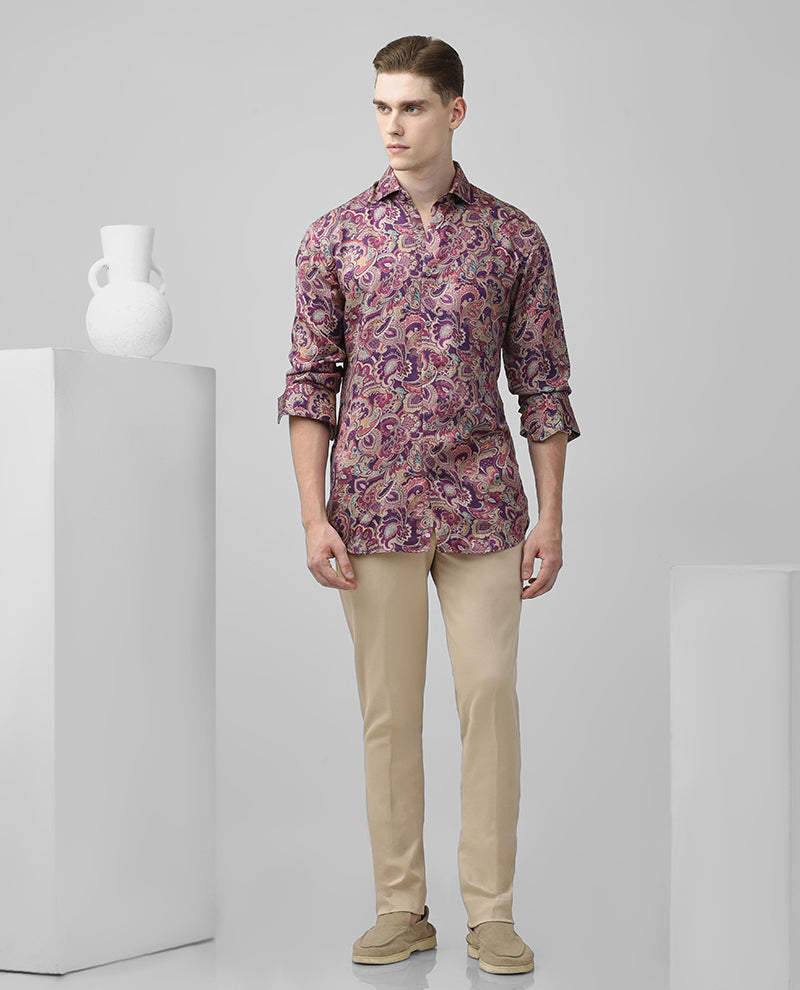 Lavender Cotton printed Men's Shirt