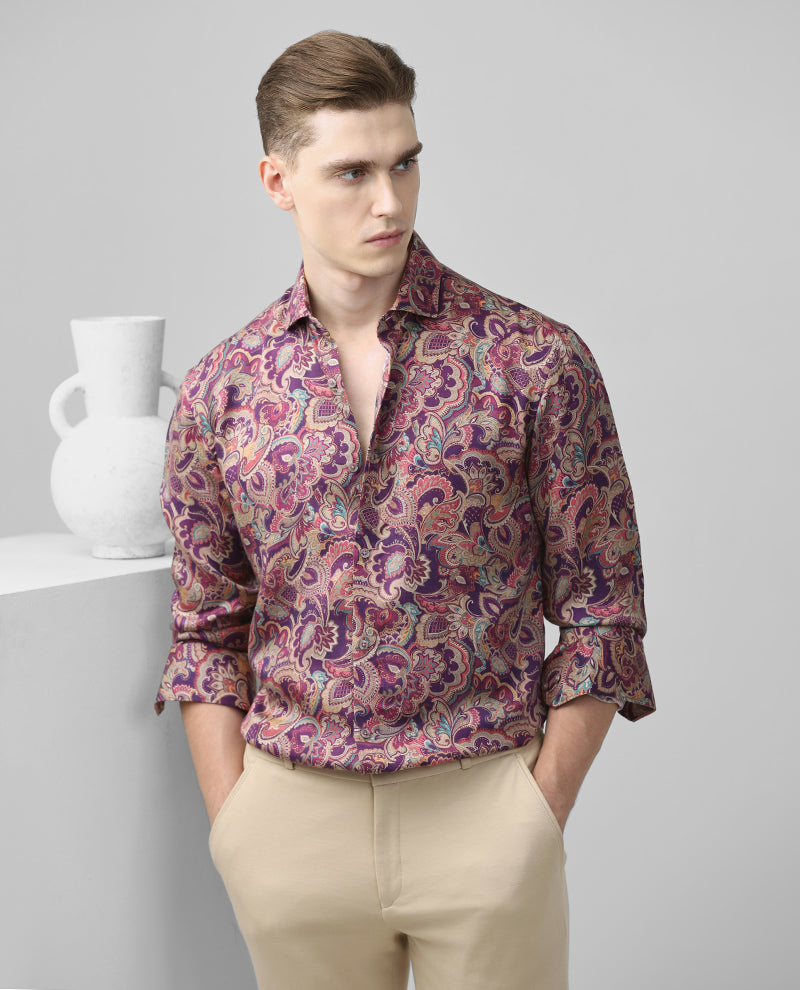 Lavender Cotton printed Men's Shirt
