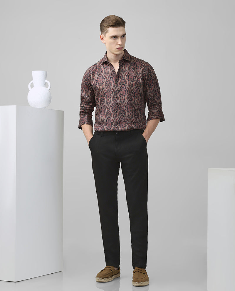Multi Tencel Full Sleeves Luxury Brand Printed Men's Shirt