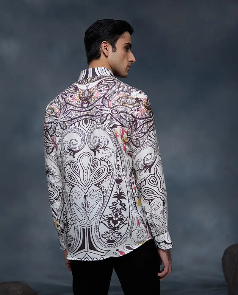 Off-White Multi-Floral Print Slim Fit Shirt