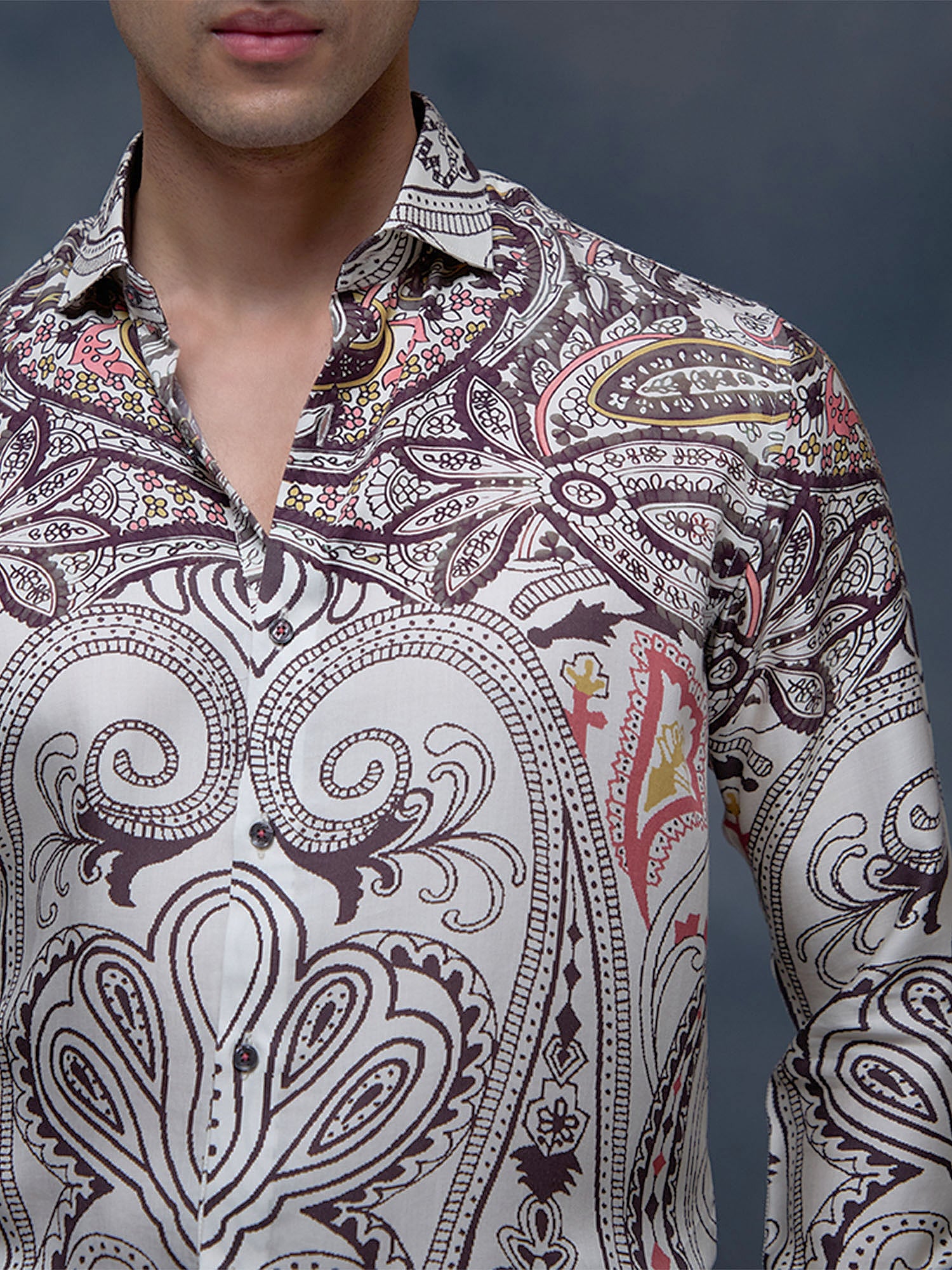 Off-White Multi-Floral Print Slim Fit Shirt