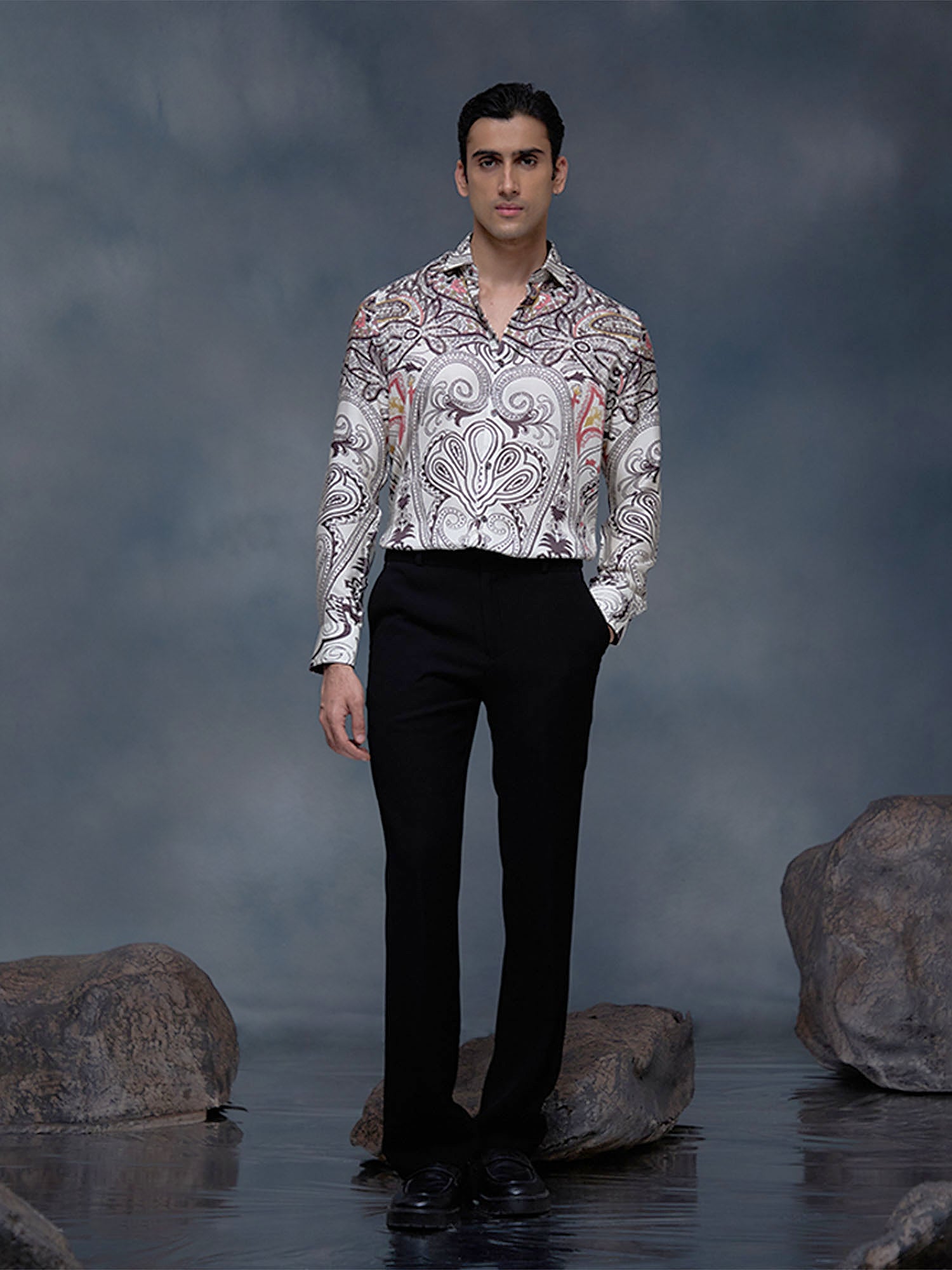 Off-White Multi-Floral Print Slim Fit Shirt