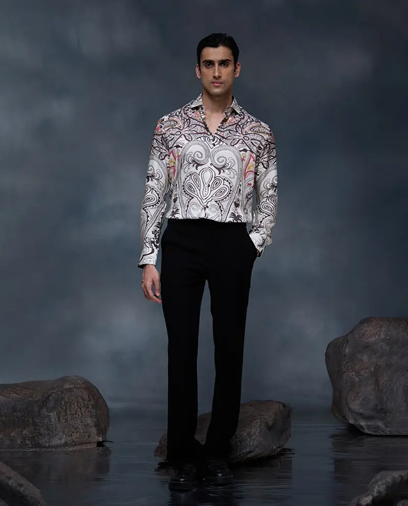 Off-White Multi-Floral Print Slim Fit Shirt