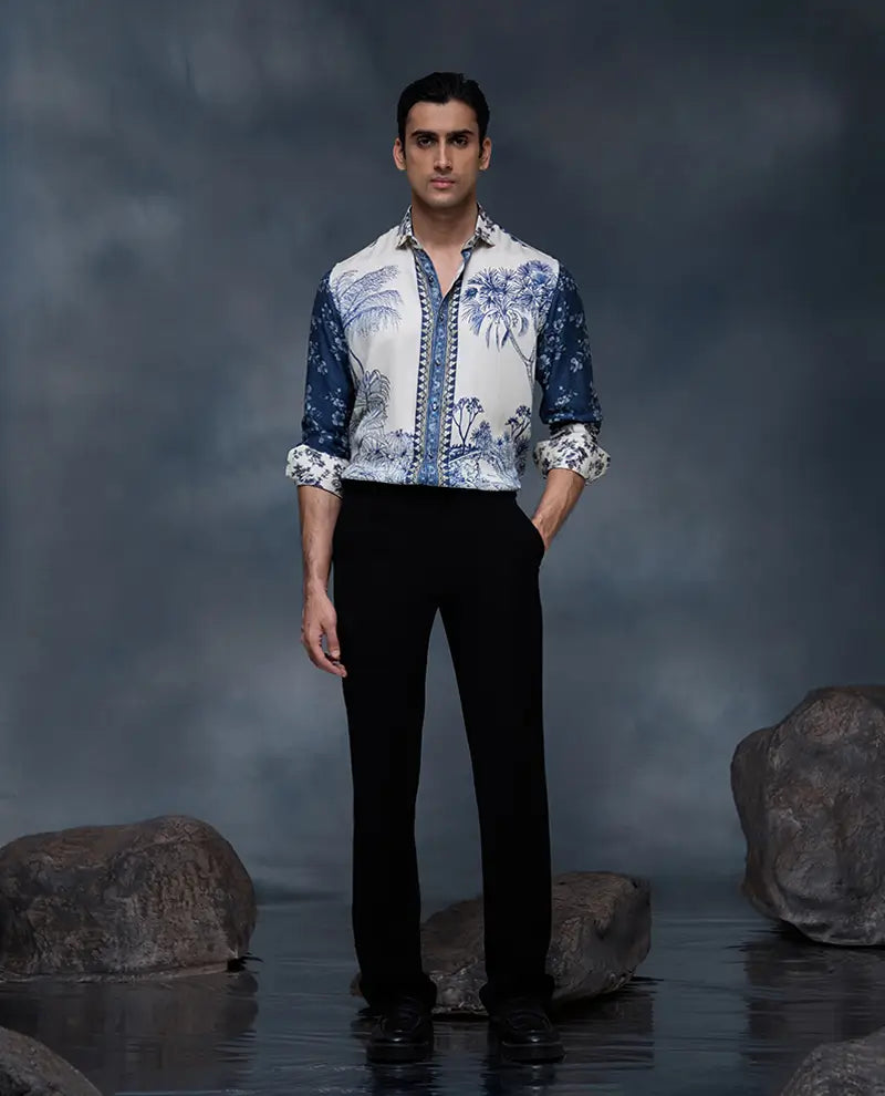 Off-White Floral Print Slim Fit Shirt