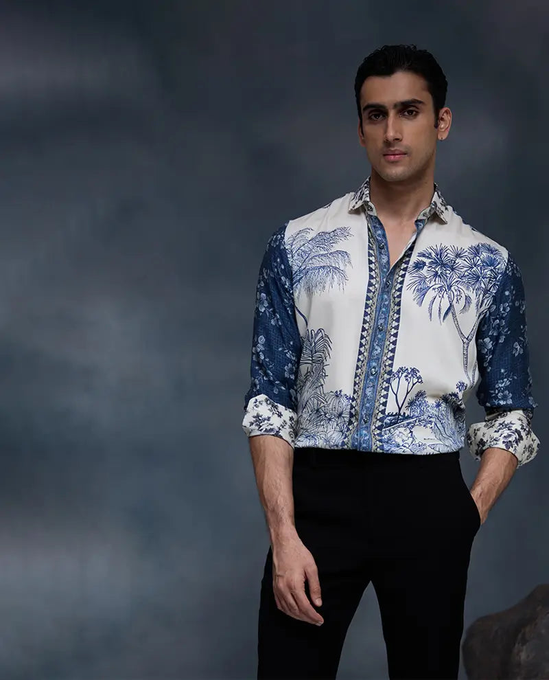 Off-White Floral Print Slim Fit Shirt