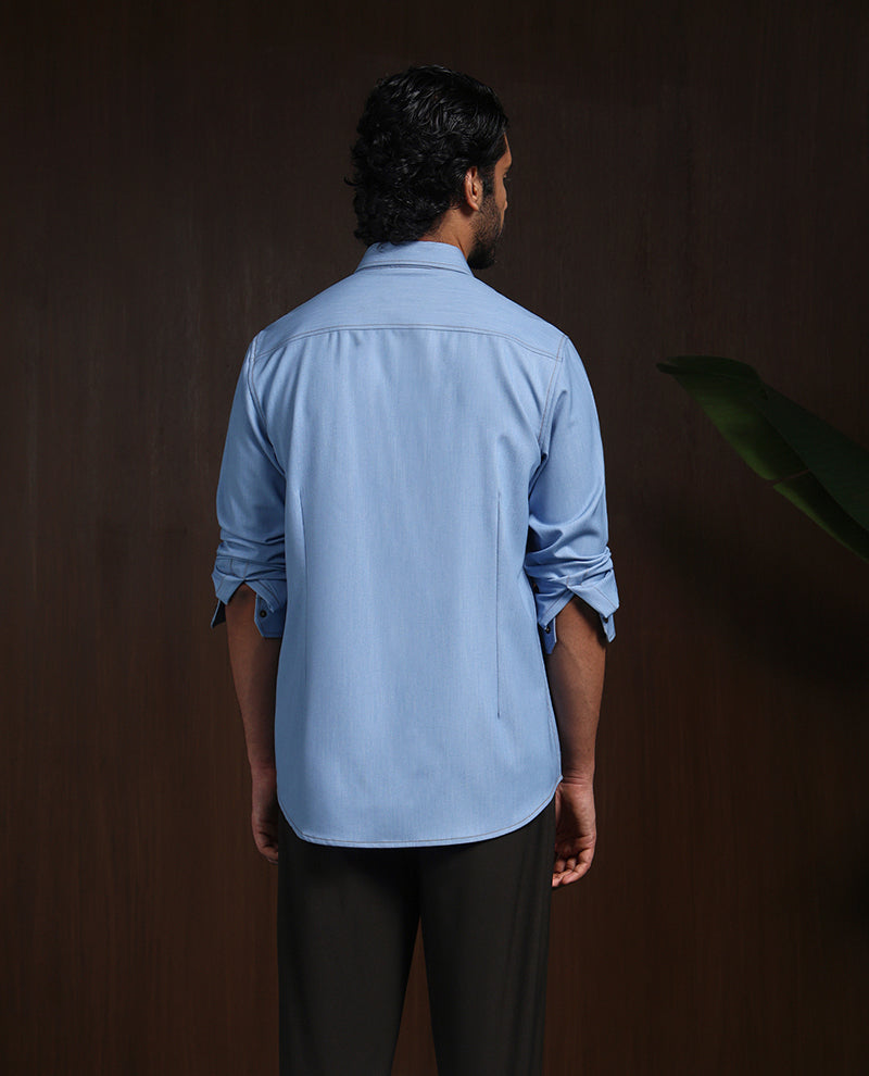 Light Blue Slim Fit Shirt in Premium Model Fabric