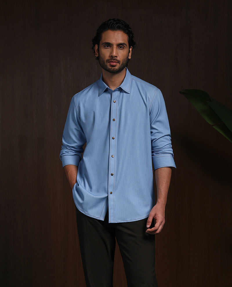Light Blue Slim Fit Shirt in Premium Model Fabric