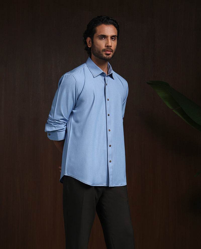Light Blue Slim Fit Shirt in Premium Model Fabric
