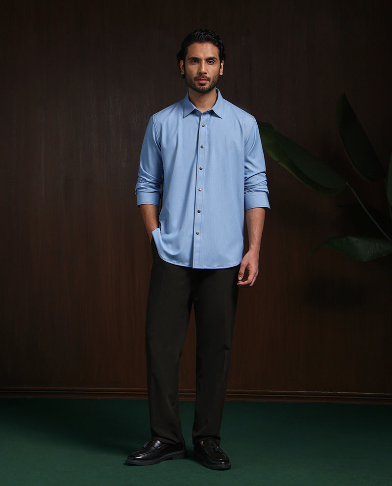 Light Blue Slim Fit Shirt in Premium Model Fabric