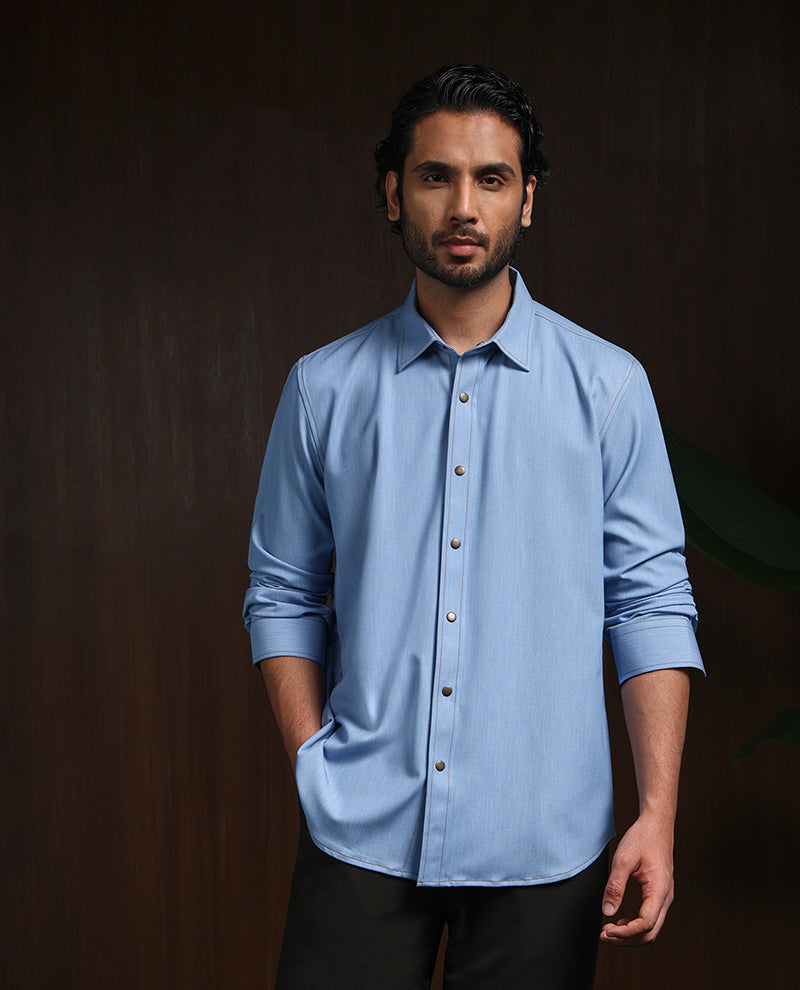 Light Blue Slim Fit Shirt in Premium Model Fabric