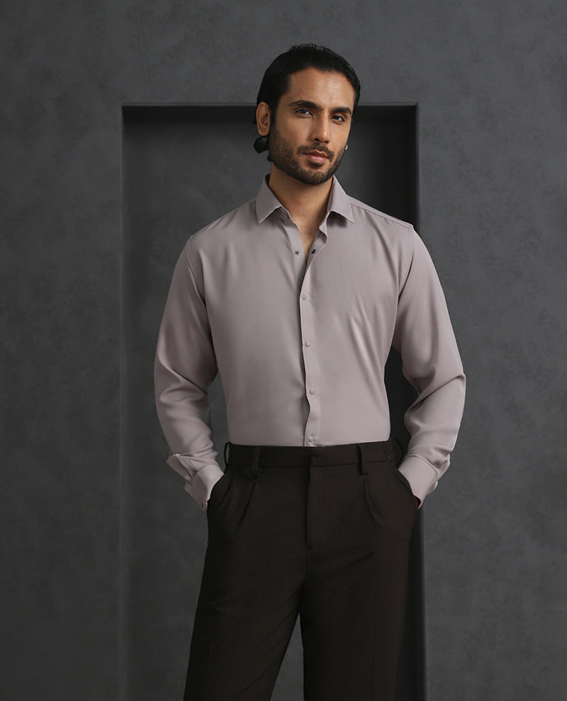 Beige Slim Fit Stroma Shirt with Timeless Plain Design