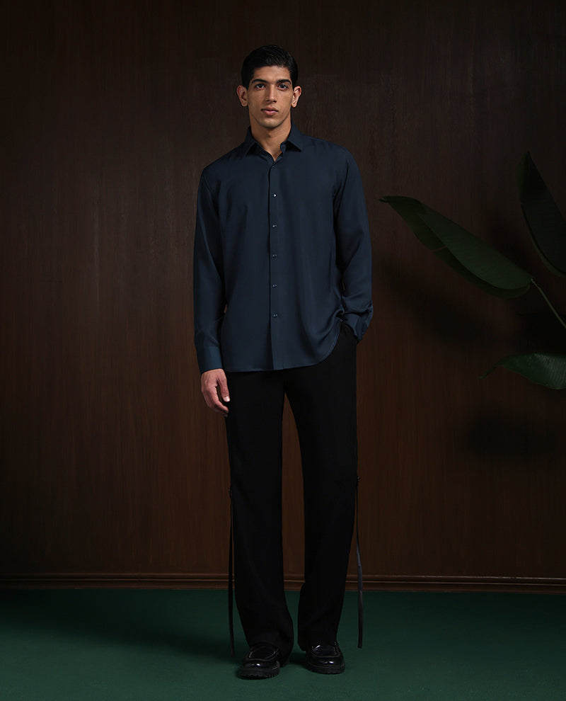 A.F. Blue Slim Fit Stroma Shirt with Classic Plain Design