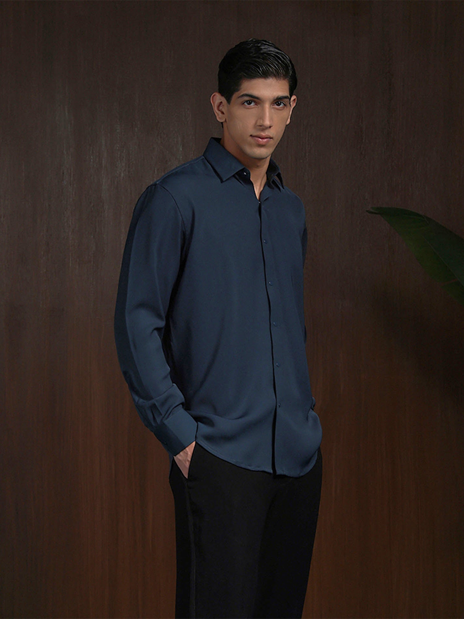 A.F. Blue Slim Fit Stroma Shirt with Classic Plain Design