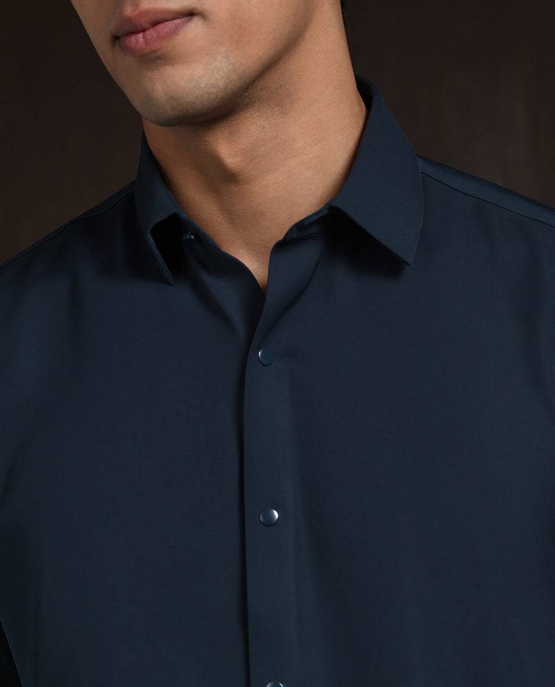 A.F. Blue Slim Fit Stroma Shirt with Classic Plain Design