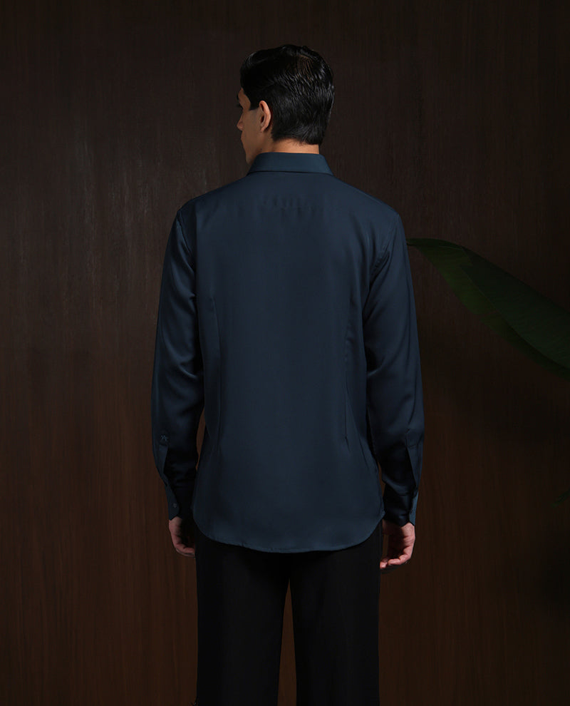 A.F. Blue Slim Fit Stroma Shirt with Classic Plain Design