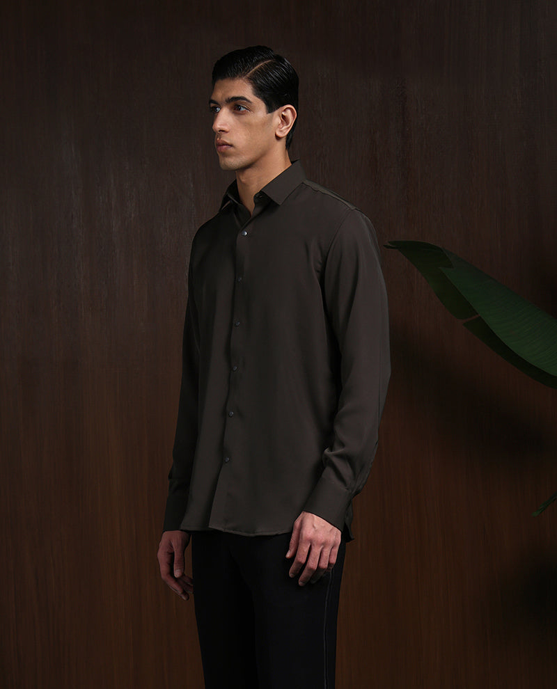 Bottle Green Slim Fit Stroma Shirt with Timeless Plain Style