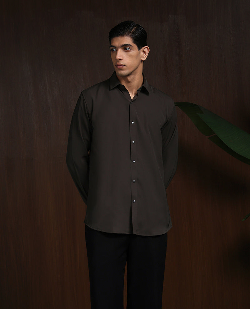 Bottle Green Slim Fit Stroma Shirt with Timeless Plain Style