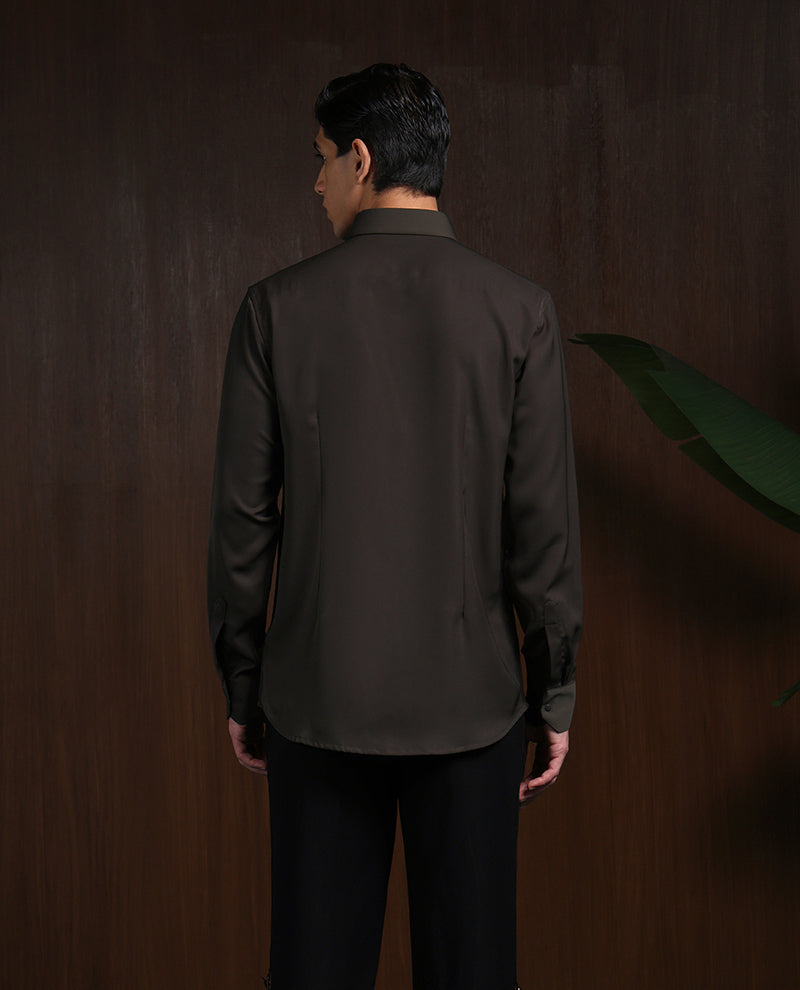 Bottle Green Slim Fit Stroma Shirt with Timeless Plain Style