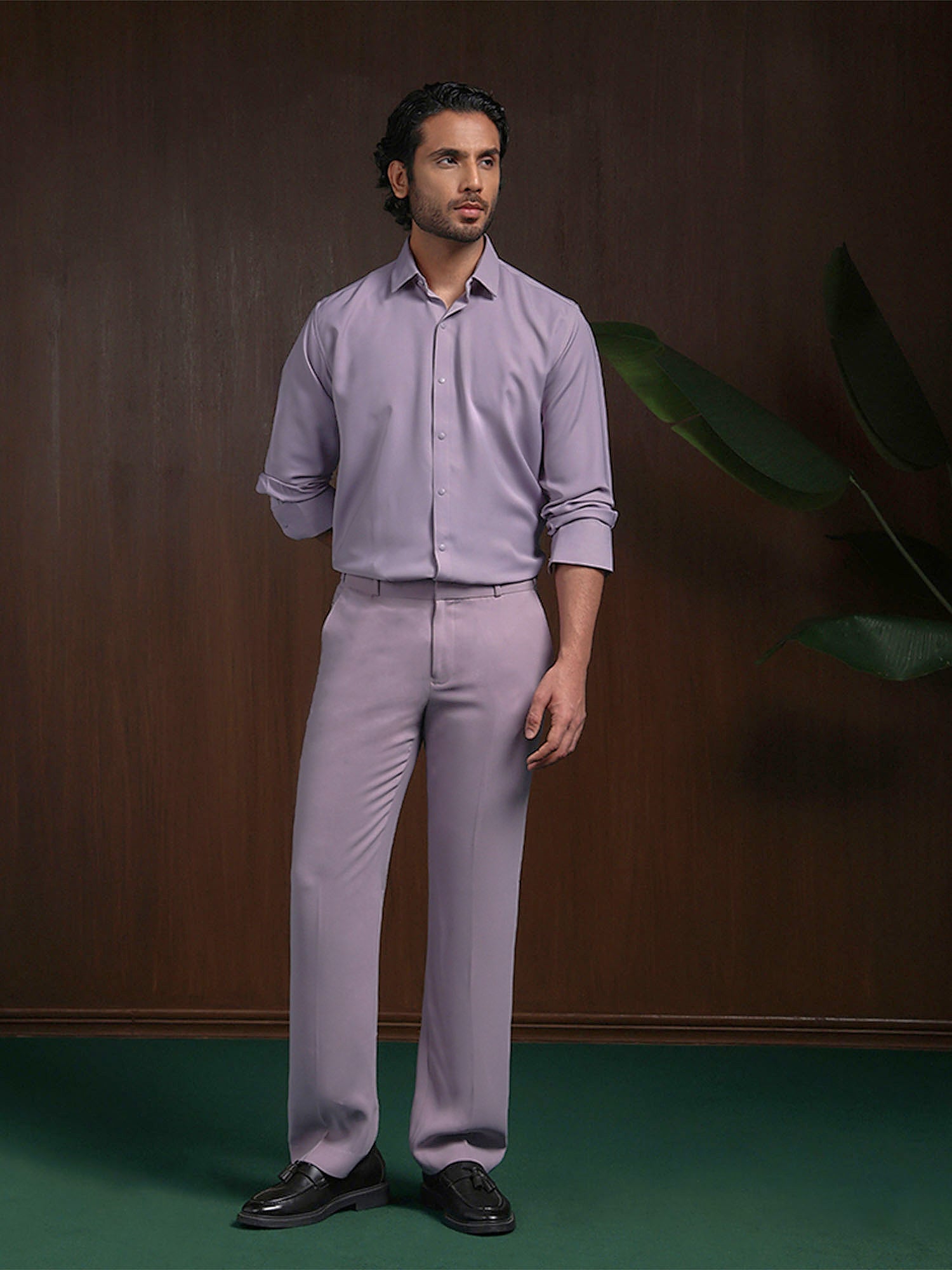 Purple Slim Fit Stroma Shirt with Timeless Plain Design