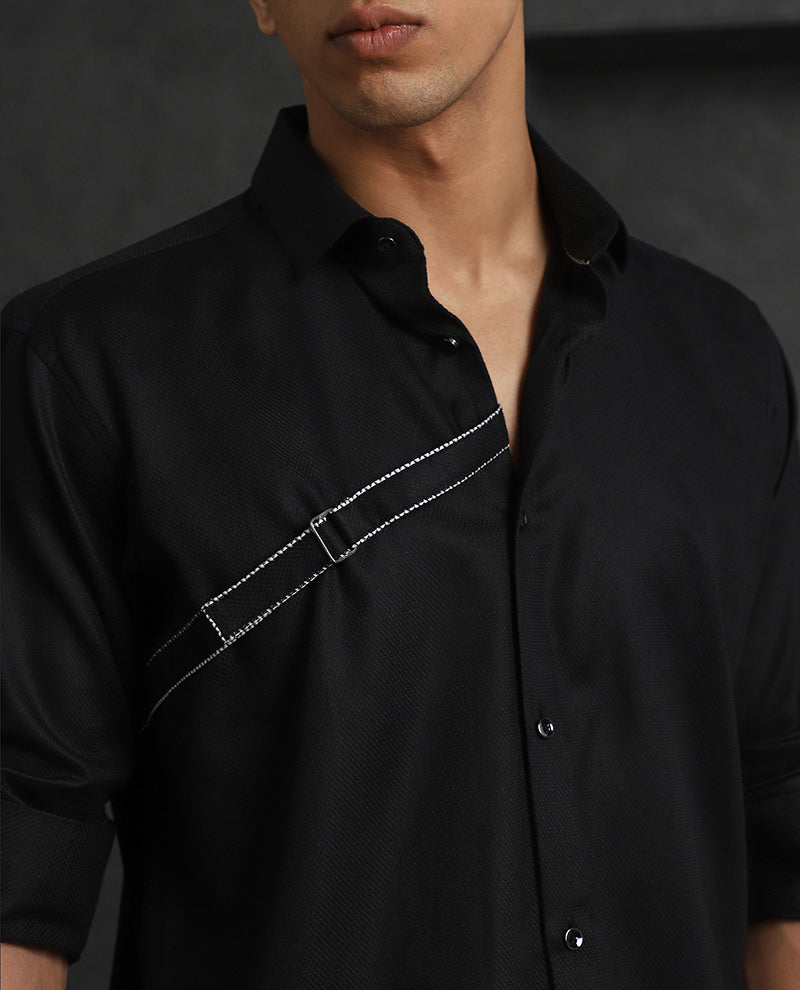 Black Slim Fit Cotton Designer Shirt with Modern Appeal
