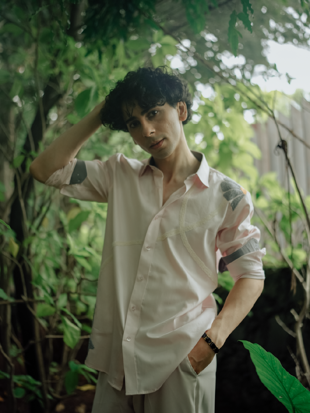 Light Pink Embroidered Slim Fit Cotton Full Sleeve Shirt