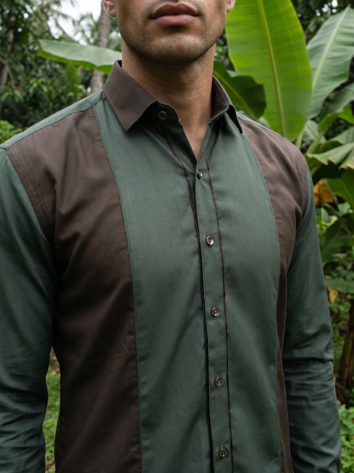 Bottle Green Designer Slim Fit Shirt For Men
