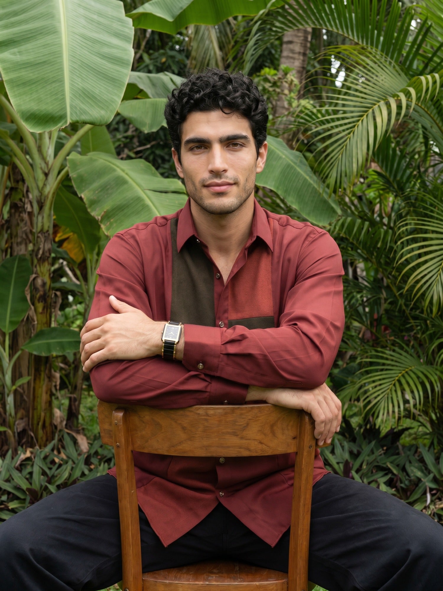 Wine Designer Slim Fit Shirt For Men